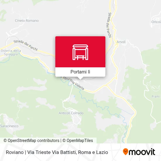 Mappa Roviano | Via Trieste Via Battisti