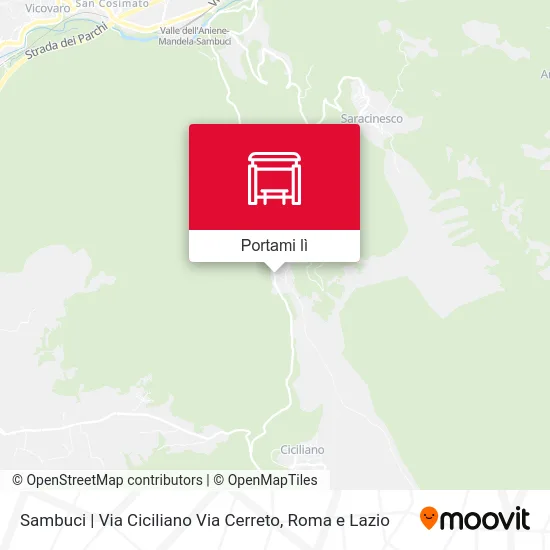 Mappa Sambuci | Via Ciciliano Via Cerreto
