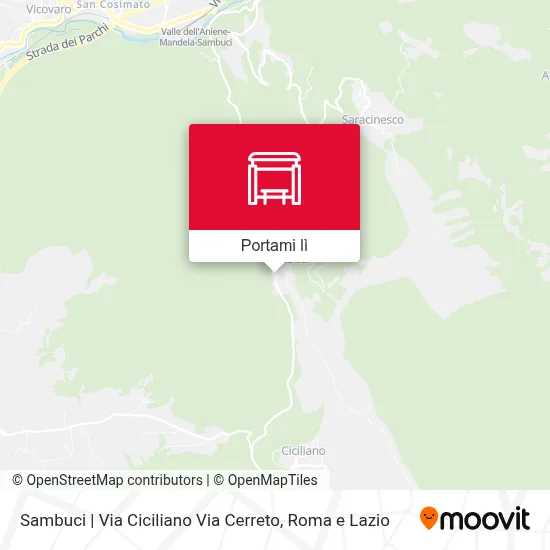 Mappa Sambuci | Via Ciciliano Via Cerreto