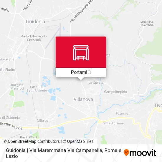 Mappa Guidonia | Via Maremmana Via Campanella