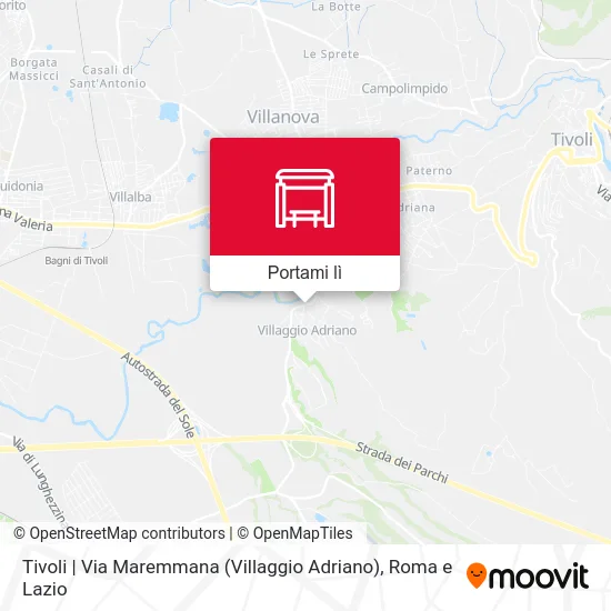 Mappa Tivoli | Via Maremmana (Villaggio Adriano)