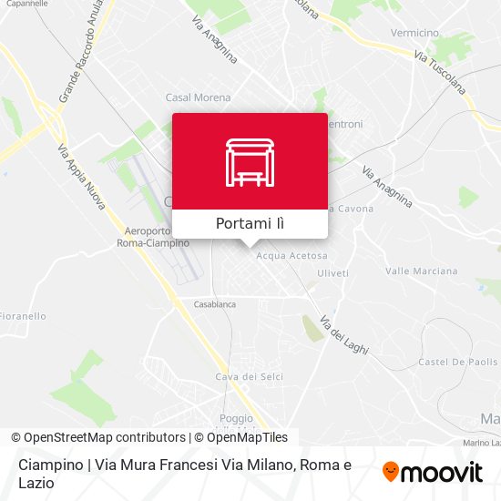 Mappa Ciampino | Via Mura Francesi Via Milano