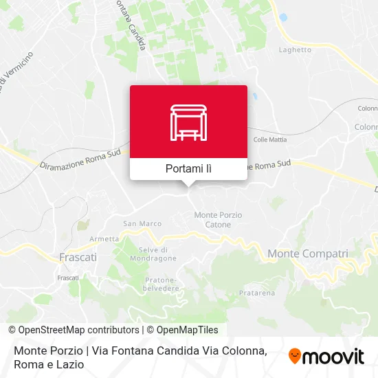 Mappa Monte Porzio | Via Fontana Candida Via Colonna