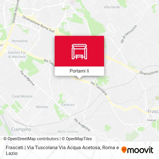 Mappa Frascati | Via Tuscolana Via Acqua Acetosa