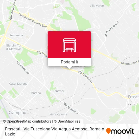 Mappa Frascati | Via Tuscolana Via Acqua Acetosa