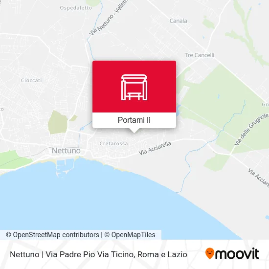 Mappa Nettuno | Via Padre Pio Via Ticino