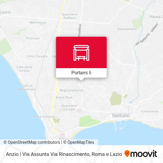 Mappa Anzio | Via Assunta Via Rinascimento