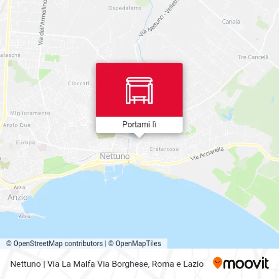 Mappa Nettuno | Via La Malfa Via Borghese