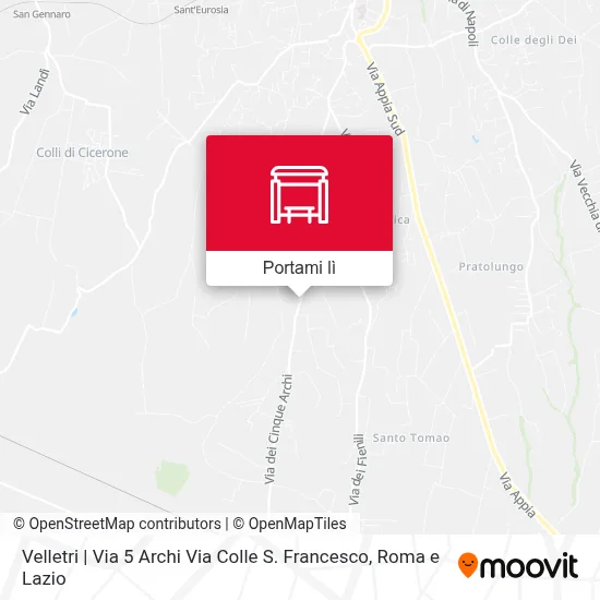 Mappa Velletri | Via 5 Archi Via Colle S. Francesco