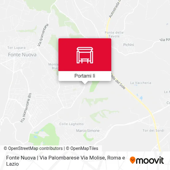 Mappa Fonte Nuova | Via Palombarese Via Molise