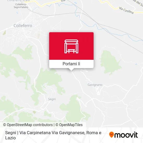 Mappa Segni | Via Carpinetana Via Gavignanese