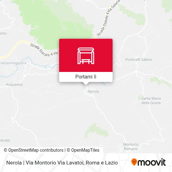 Mappa Nerola | Via Montorio Via Lavatoi