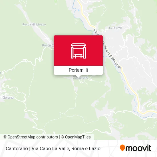 Mappa Canterano | Via Capo La Valle