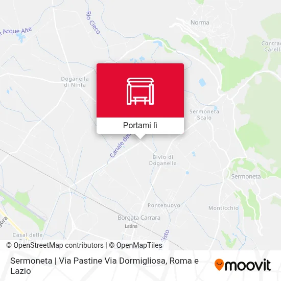 Mappa Sermoneta | Via Pastine Via Dormigliosa