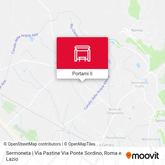 Mappa Sermoneta | Via Pastine Via Ponte Sordino