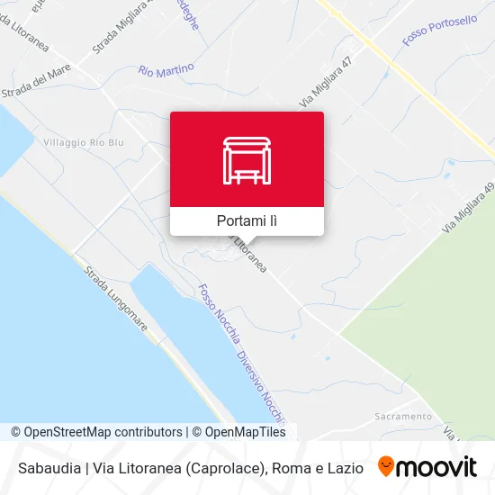 Mappa Sabaudia | Via Litoranea (Caprolace)