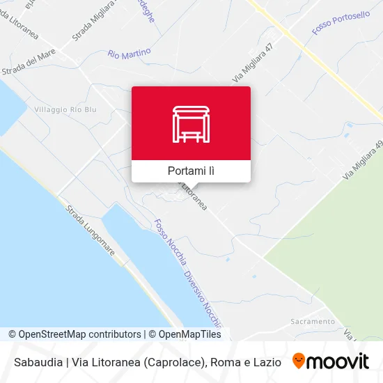 Mappa Sabaudia | Via Litoranea (Caprolace)