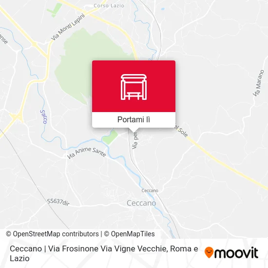 Mappa Ceccano | Via Frosinone Via Vigne Vecchie