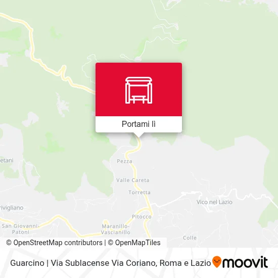 Mappa Guarcino | Via Sublacense Via Coriano