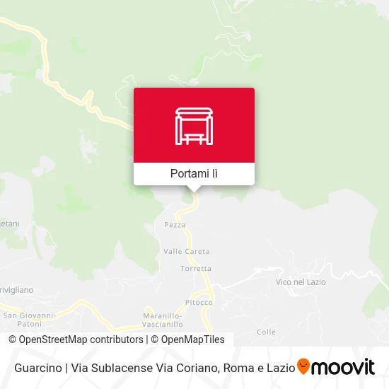 Mappa Guarcino | Via Sublacense Via Coriano