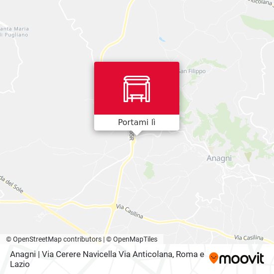 Mappa Anagni | Via Cerere Navicella Via Anticolana