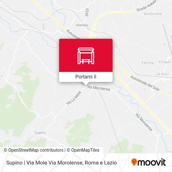 Mappa Supino | Via Mole Via Morolense