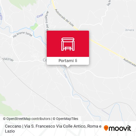 Mappa Ceccano | Via S. Francesco Via Colle Antico