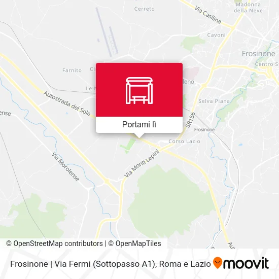 Mappa Frosinone | Via Fermi (Sottopasso A1)
