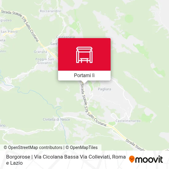 Mappa Borgorose | Via Cicolana Bassa Via Colleviati