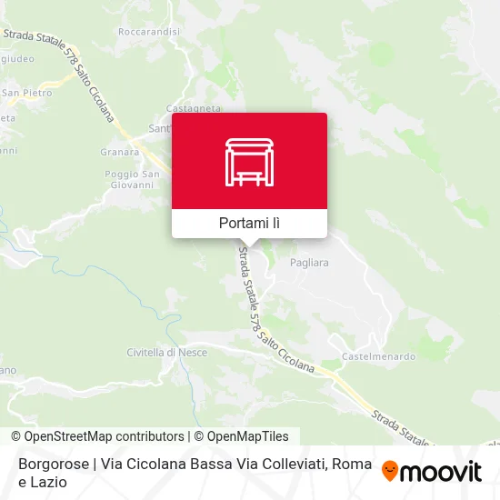 Mappa Borgorose | Via Cicolana Bassa Via Colleviati