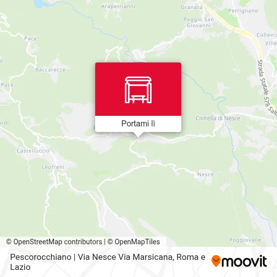 Mappa Pescorocchiano | Via Nesce Via Marsicana