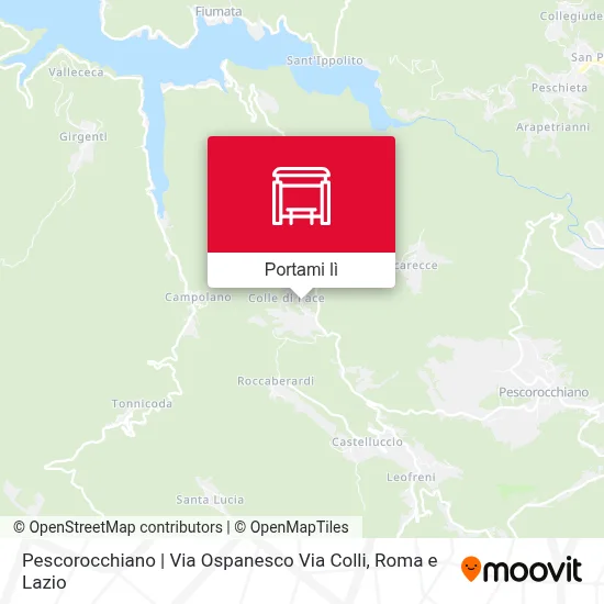 Mappa Pescorocchiano | Via Ospanesco Via Colli