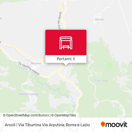 Mappa Arsoli | Via Tiburtina Via Arputina