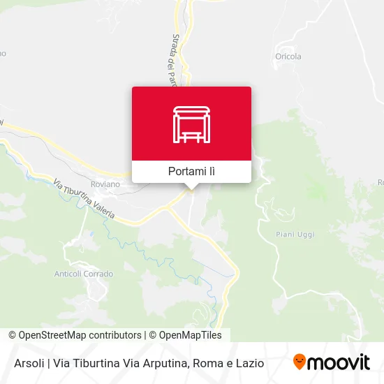 Mappa Arsoli | Via Tiburtina Via Arputina