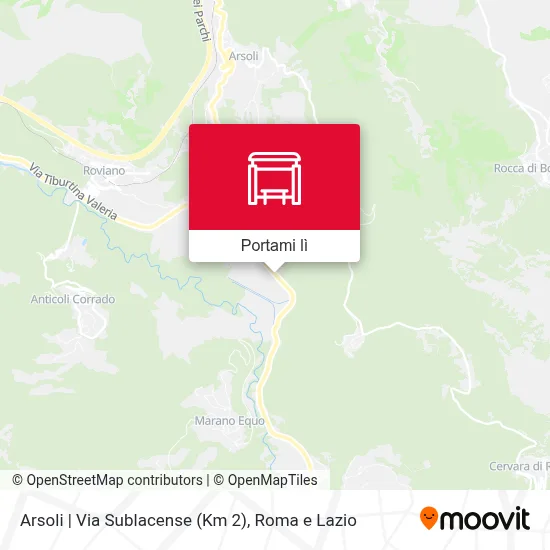 Mappa Arsoli | Via Sublacense (Km 2)