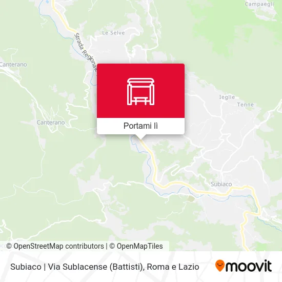 Mappa Subiaco | Via Sublacense (Battisti)