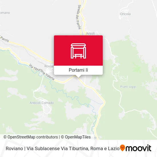 Mappa Roviano | Via Sublacense Via Tiburtina