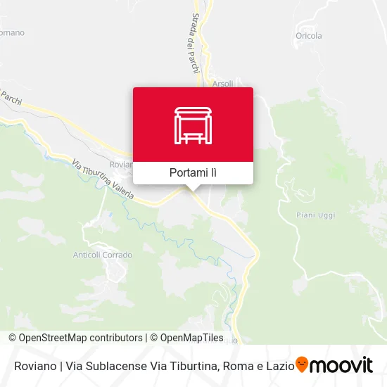 Mappa Roviano | Via Sublacense Via Tiburtina