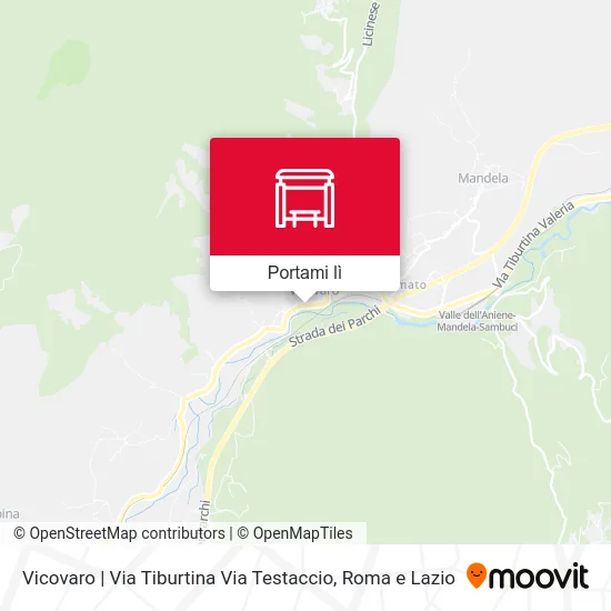 Mappa Vicovaro | Via Tiburtina Via Testaccio