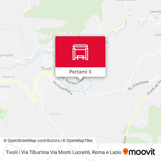 Mappa Tivoli | Via Tiburtina Via Monti Lucretili