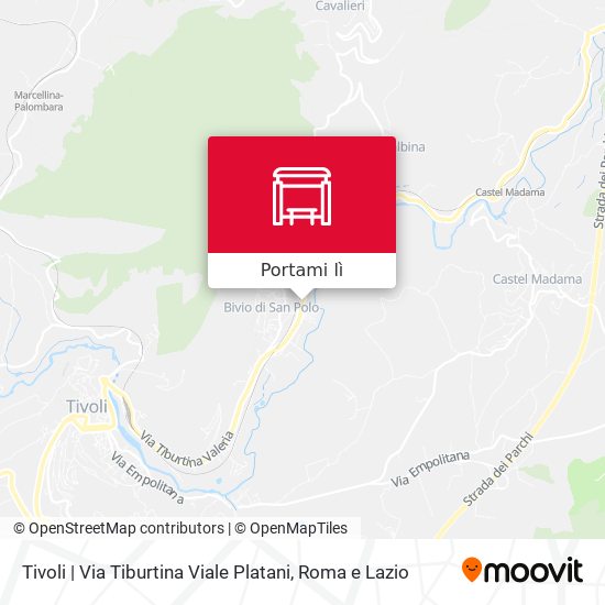 Mappa Tivoli | Via Tiburtina Viale Platani