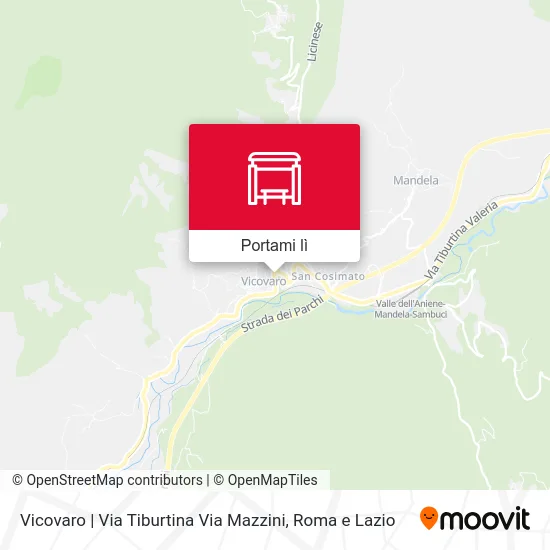 Mappa Vicovaro | Via Tiburtina Via Mazzini