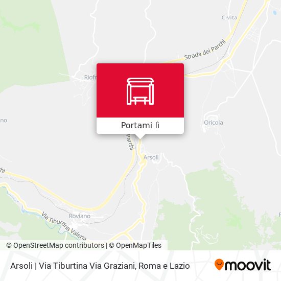 Mappa Arsoli | Via Tiburtina Via Graziani