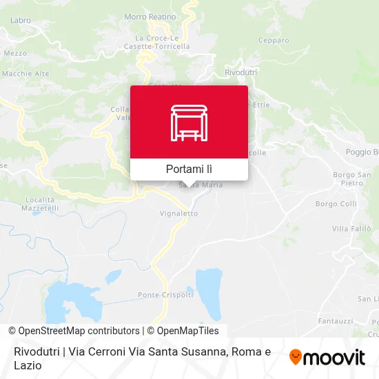 Mappa Rivodutri | Via Cerroni Via Santa Susanna