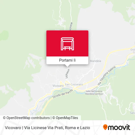 Mappa Vicovaro | Via Licinese Via Prati