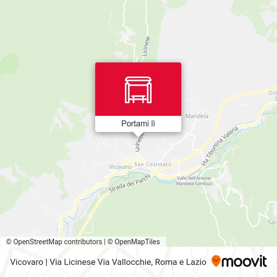 Mappa Vicovaro | Via Licinese Via Vallocchie