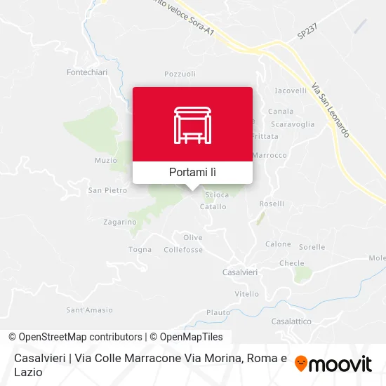 Mappa Casalvieri | Via Colle Marracone Via Morina
