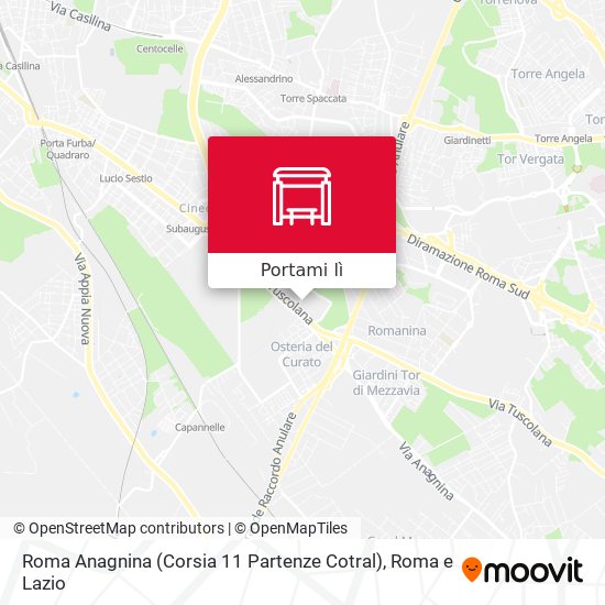 Mappa Roma Anagnina (Corsia 11 Partenze Cotral)
