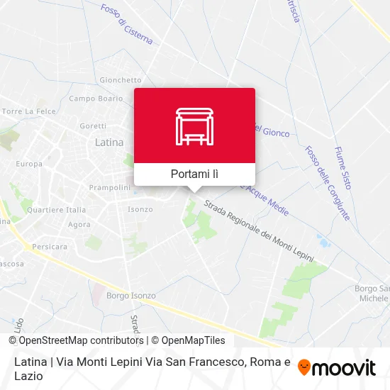 Mappa Latina | Via Monti Lepini Via San Francesco