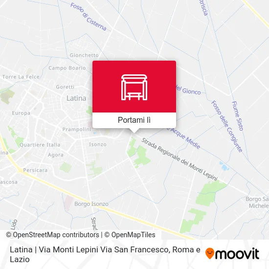 Mappa Latina | Via Monti Lepini Via San Francesco
